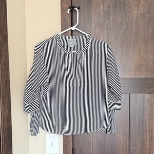 Maeve By Anthropologie Tie Sleeve Black & White Striped Shirt Blouse Size XS
